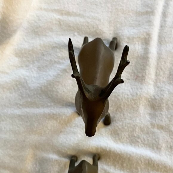 Vintage Estate Solid Brass Deer Figures - Picture 5 of 7